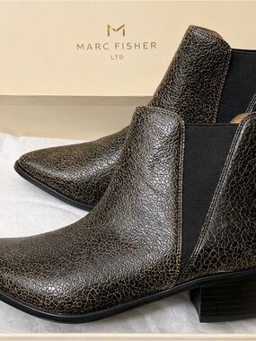 Marc Fisher Metallic Crackle Leather Chukka Boots